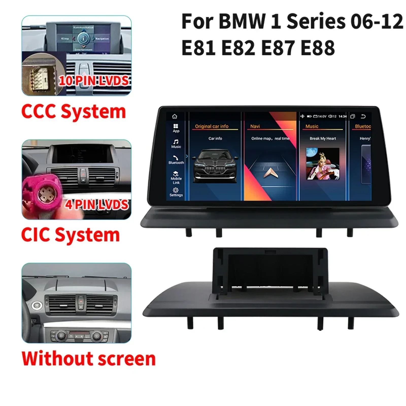 Android 12 8+256GB CarPlay Touch Screen DSP for BMW 1 Series E81 E82 E87 E88 GPS Car Multimedia Player Auto Radio Stereo 4G WiFi