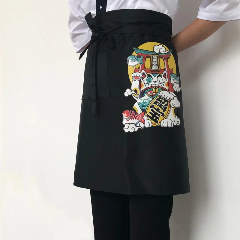 Kitchen Apron Japan Style Chef Apron Food Service Clothing Sushi Cook Work Aprons for Japanese Cuisine Kitchen Kimono Print Pinafore kitchen apron,cooking apron