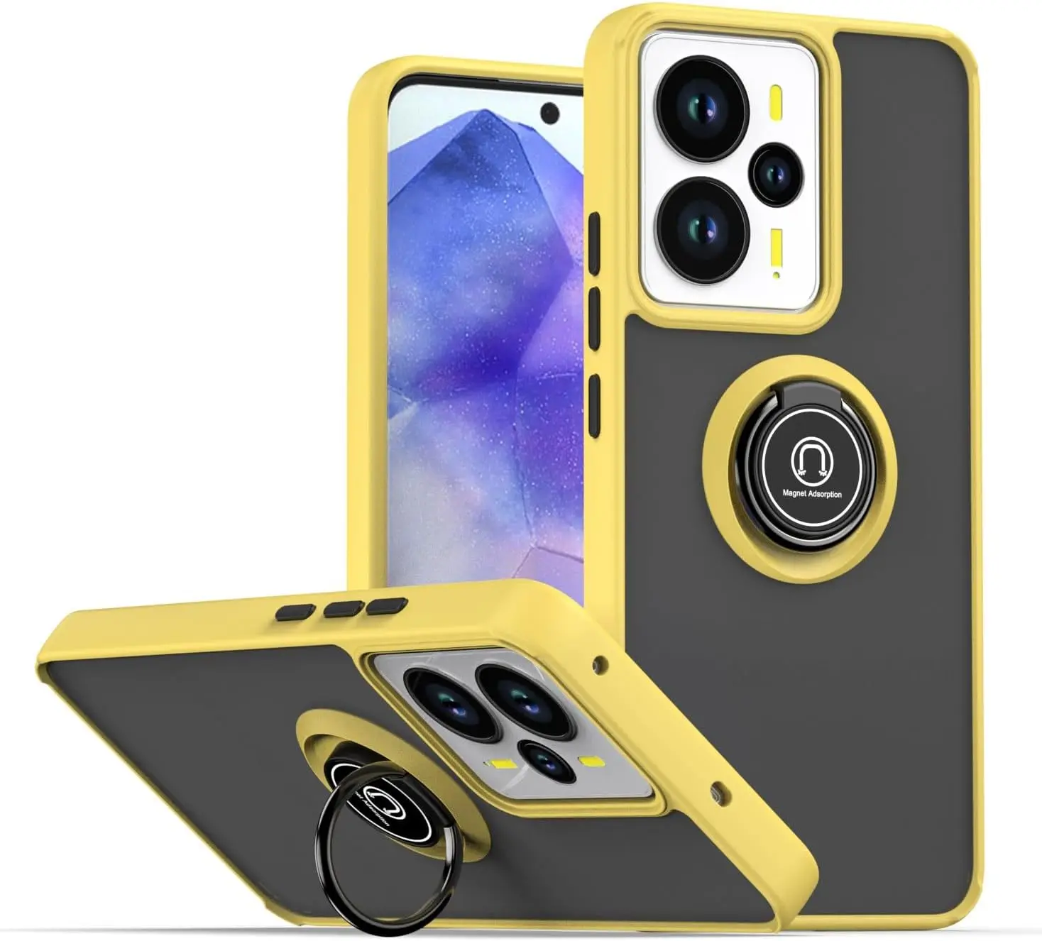 Shockproof Armor Matte Case with Magnetic Ring Stand Holder