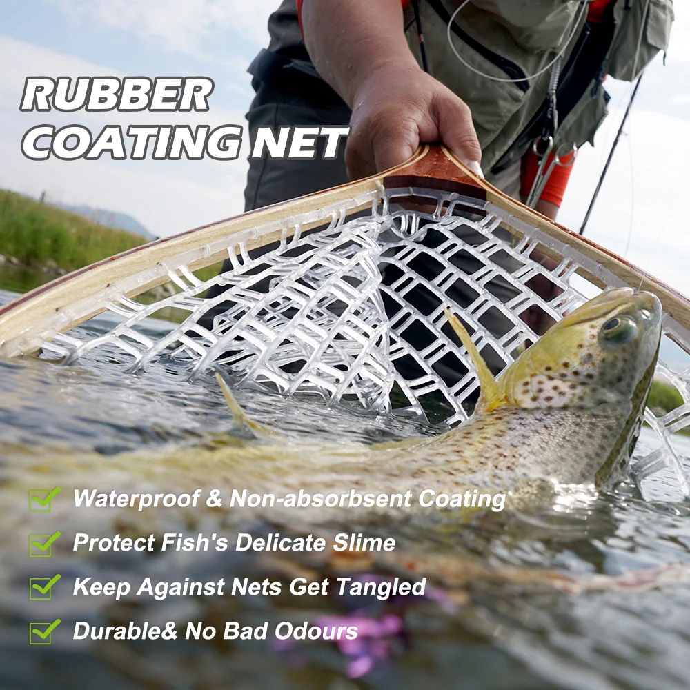 Goture Fly Fishing Wooden Handle Portable Casting Network Landing Net Cast Net Tackle For Trout Bass Pike Fishing Tools fishing net fishing landing net
