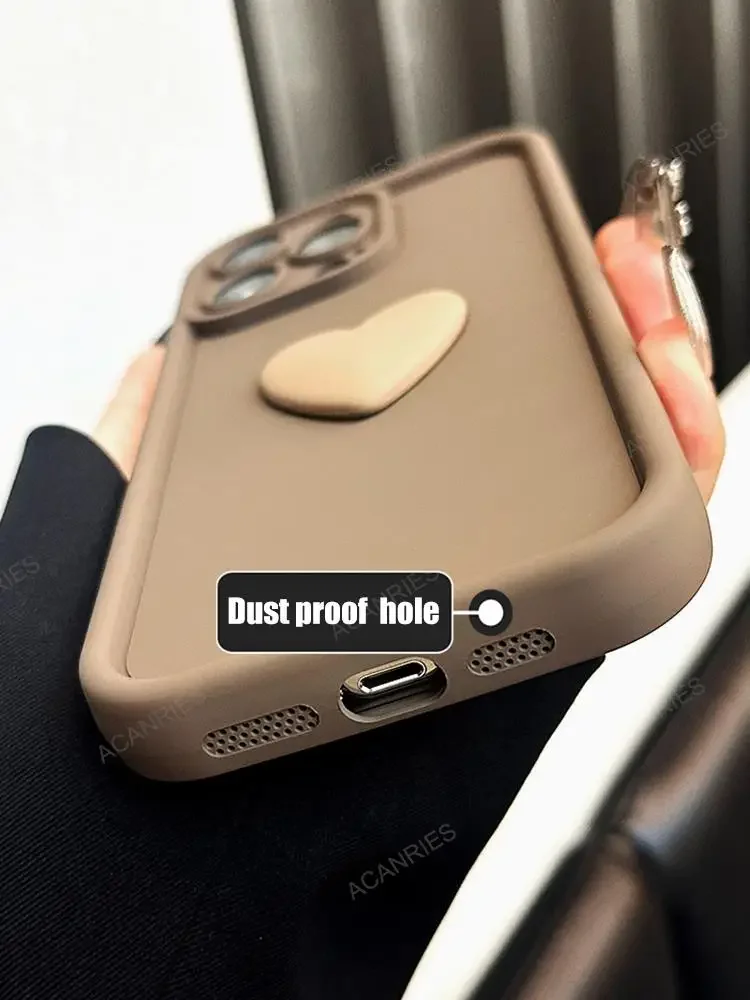 Charming 3D Love Heart Silicone Case with Lens Protection and Shockproof Design