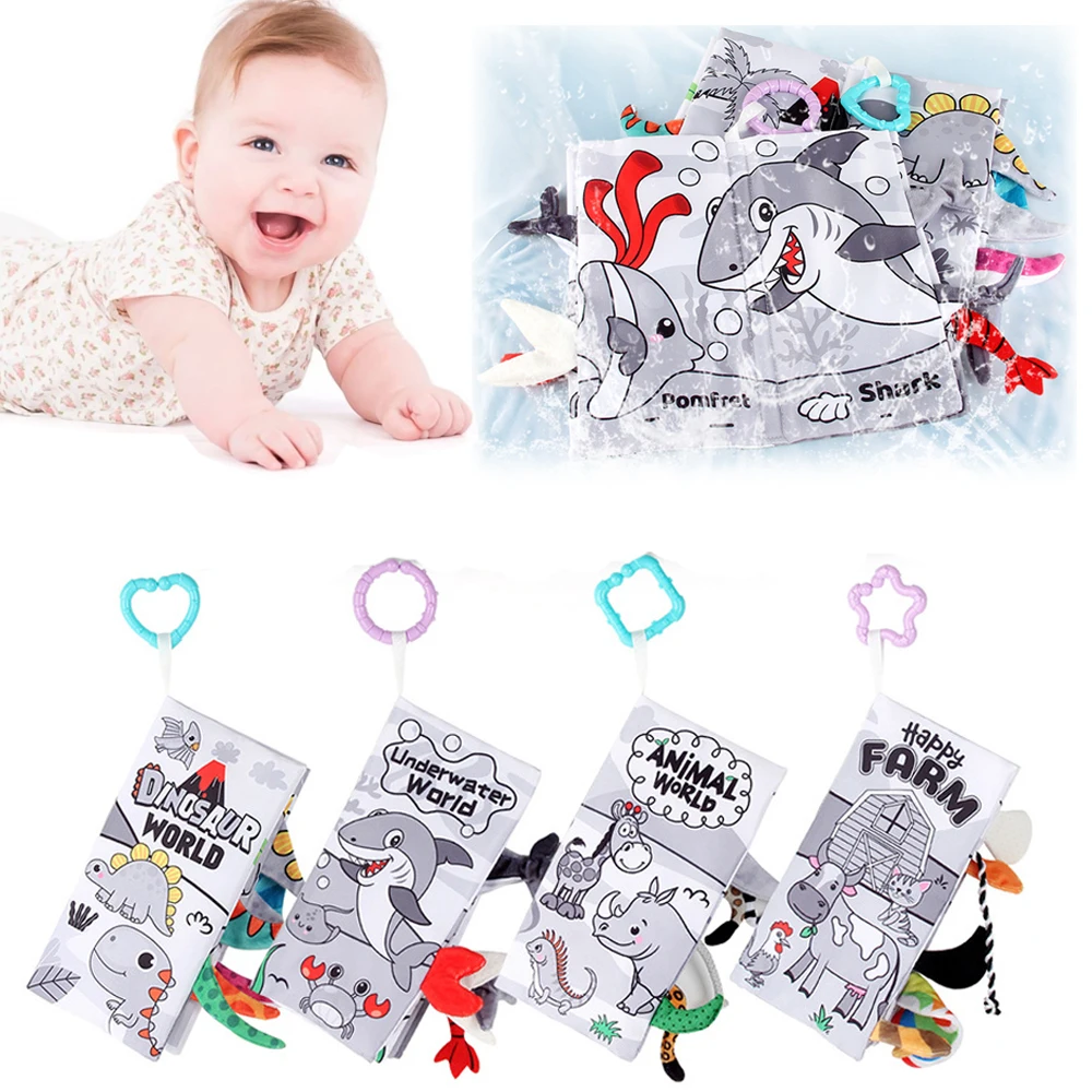 

Soft Baby Cloth Book High Contrast Montessori Early Learning Stroller Toys for 0-12Monthes Nowborn Gifts