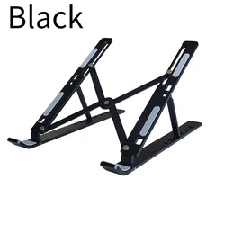 Adjustable Portable Aluminum Laptop Stand - Enhanced Stability and Cooling, Foldable Notebook Holder (Black)