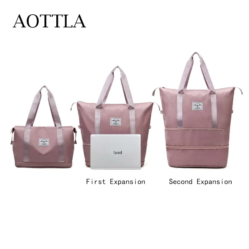 Travel Bags Women Shoulder Bag Casual Handbag Double Zipper Expansion Large Female