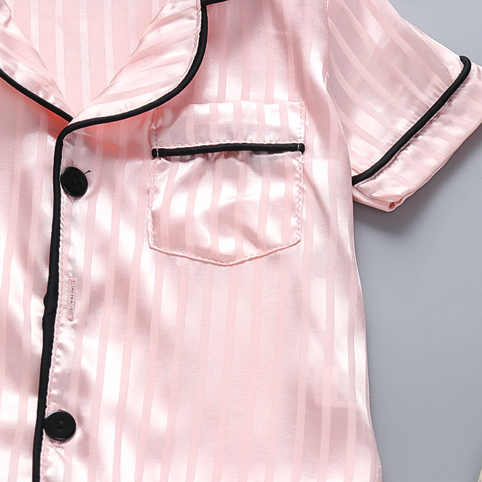 Baby Boys Girls Casual Clothes Sleepwear Set 2 Pcs Short Sleeve Turndown Collar Button Closure Top Elastic Waistband Shorts