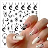 Heallor Sliver Gold Nails Stickers Mental Sun Moon Star Lock Angel Wing Decals Nail Charms 3D Adhesive Sliders Spring Decor Acce 2