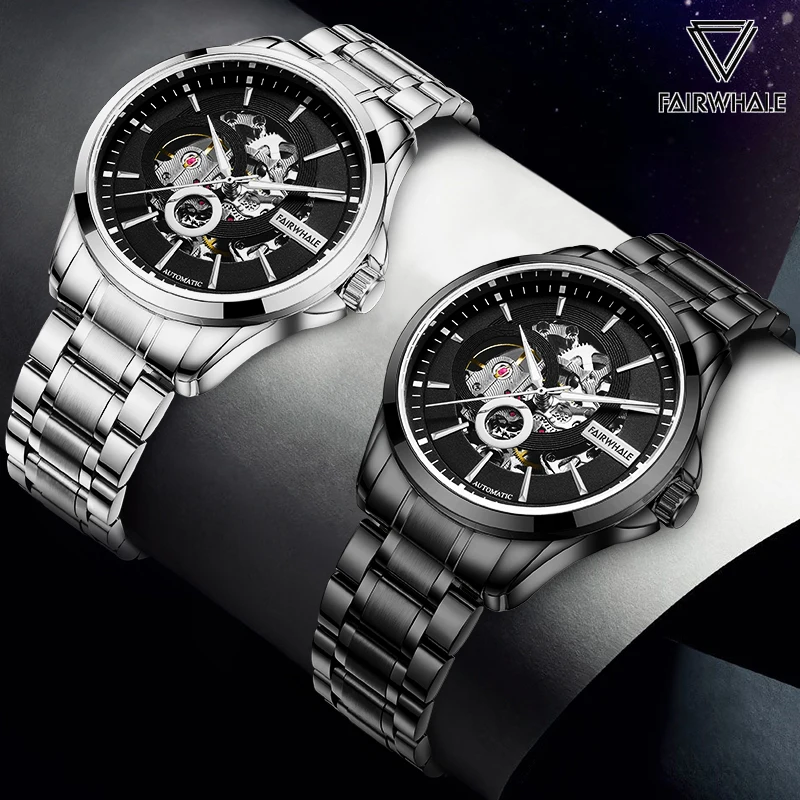 Latest Hollow Automatic Man watch Fashion Stainless Steel Tourbillon Mechanical Watches for Men Waterproof relojes Dropshipping
