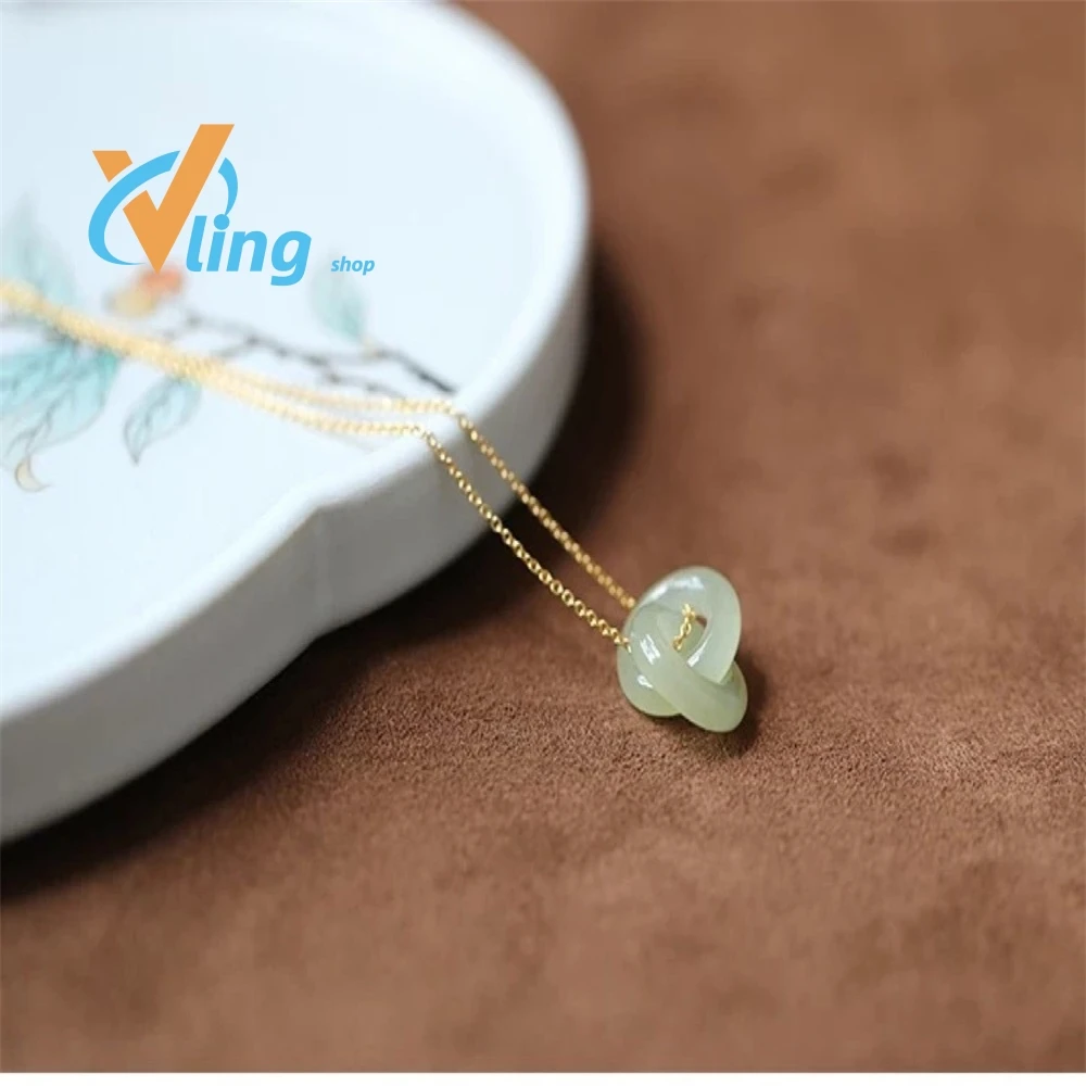 

Nature And Tian Jade Interlocking Pendant Personalized Necklace Best Sellers 2022 products Ukrainian Style Nick Girls Fashion