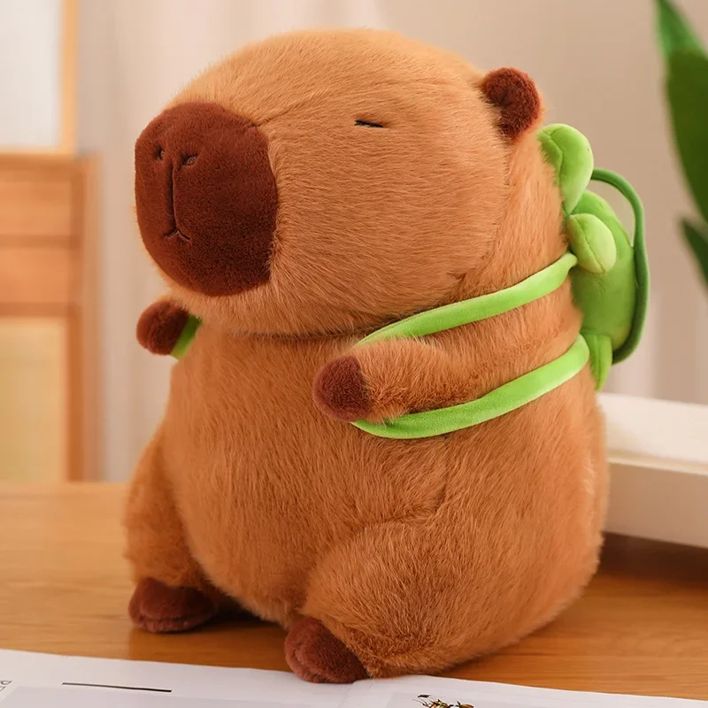 thumbnail image 1 of Turtle Backpack Capibara Strawberry Hat Capybara Plush Toy Simulation Stuffed Animals Papa Hand Circle Ring Small Pendant Decor, 1 of 5