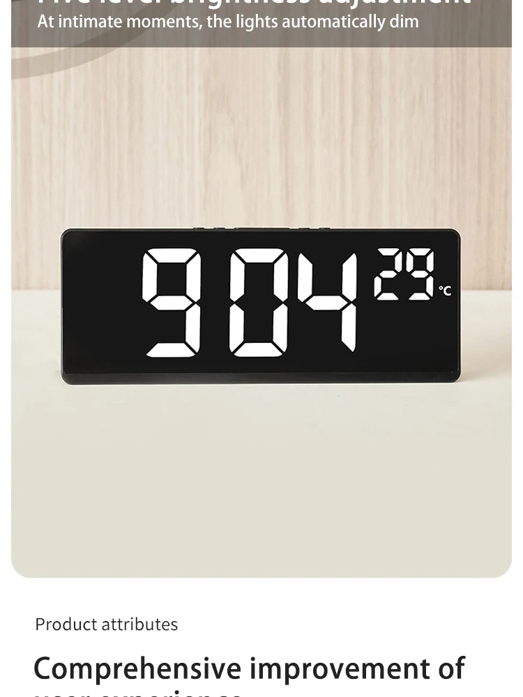 Description Picture 4 of itemVoice Control Digital Alarm Clock Temperature Dual Alarm Snooze Desktop Table Clock Night Mode 12/24H LED Clock Watch