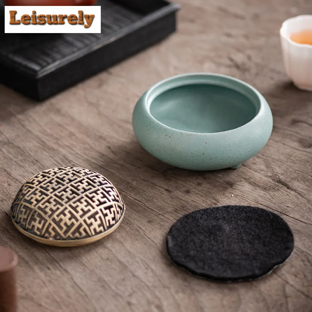 Three-legged Static Plate Incense Stove Ceramic Aromatherapy Furnace Sandalwood Agarwood Tower Incense Burner Tea Ceremony Craft