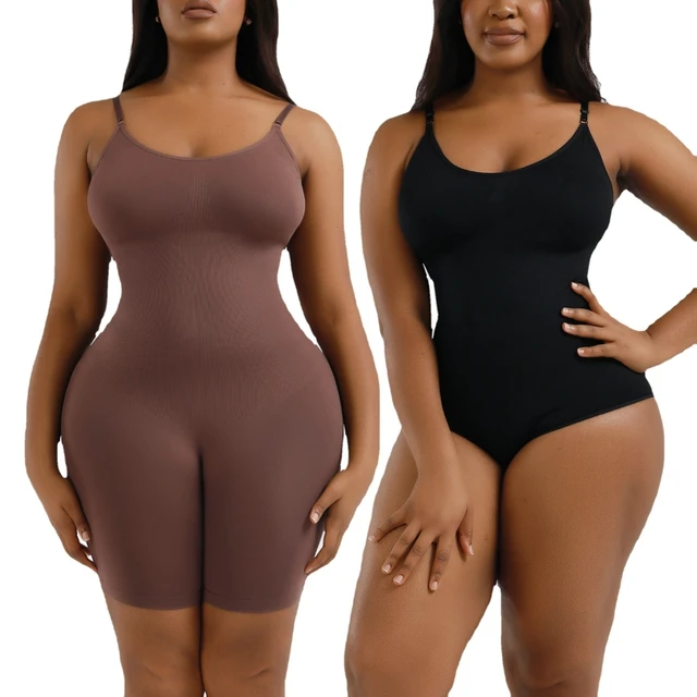 Women V Neck Spaghetti Strap Bodysuits Compression Body Suits Open