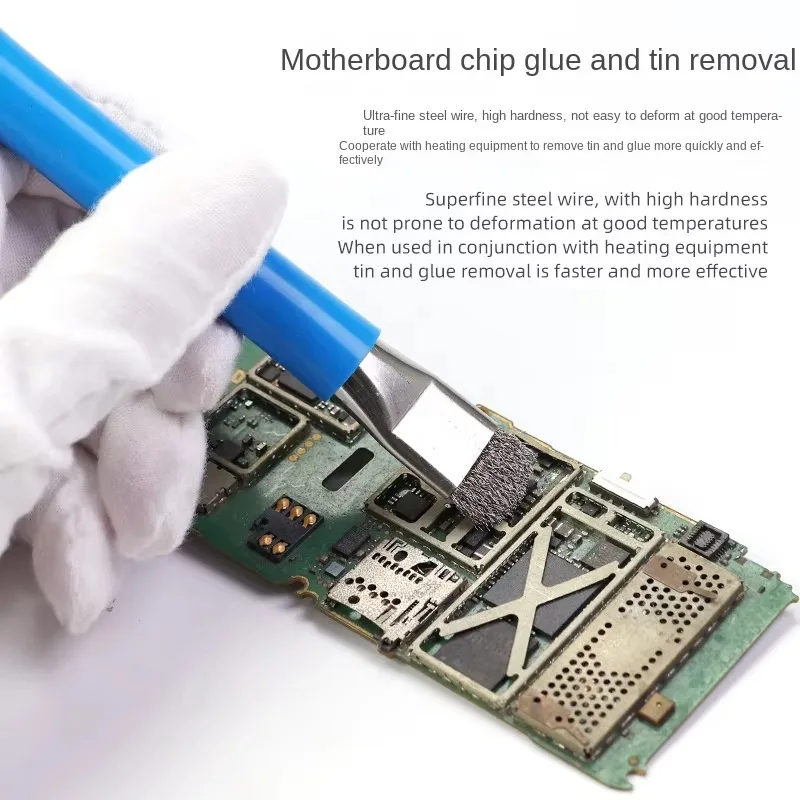 BS-01 2개입 메인보드 IC 접착제 제거 청소 브러시 휴대폰 PC 메인보드 IC 주석 연마 PCB 수리 도구