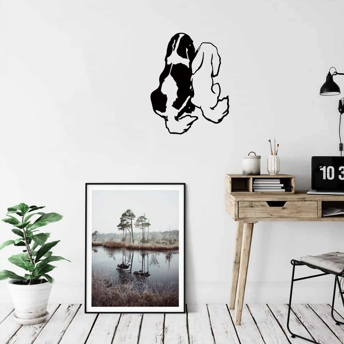 

HELLOYOUNG Cute Dog Metal Wall Hanging Art Iron Art Silhouette Animal Minimalist Abstract Line Home Decor Create A Warm Atmosphe