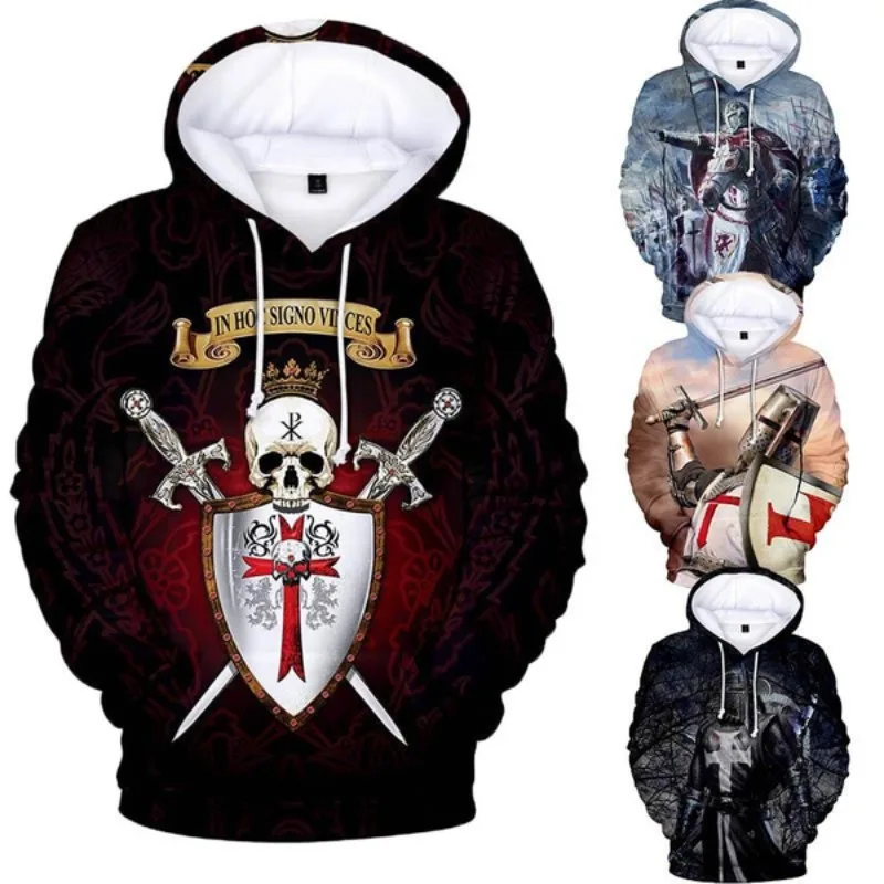 

3D Knights Templar Hoodies Men Women Hoody Sweatshirts 3D Mens Hoodie Knights Templar Polluvers Autumn Winter Tracksuits Tops