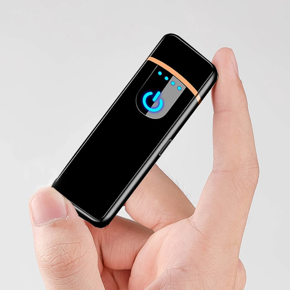 

Fingerprint Torch USB Lighter Refillable Windproof Flameless Cigarette Lighters Portable Men Smoker Gadget