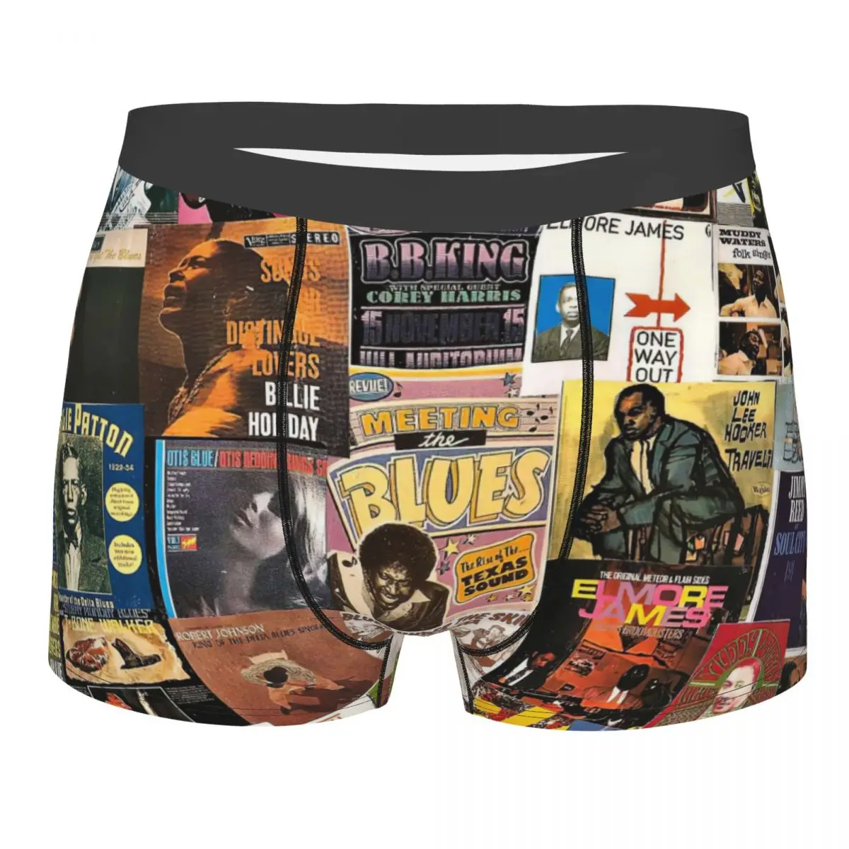 Blues Music Collage Underpants Breathbale Panties Male Underwear Print Shorts Boxer Briefs digizulu guitar cable 6 35mm 1 4 ts mono male to male for guitar bass mixer amplifier pro audio music instrument cord