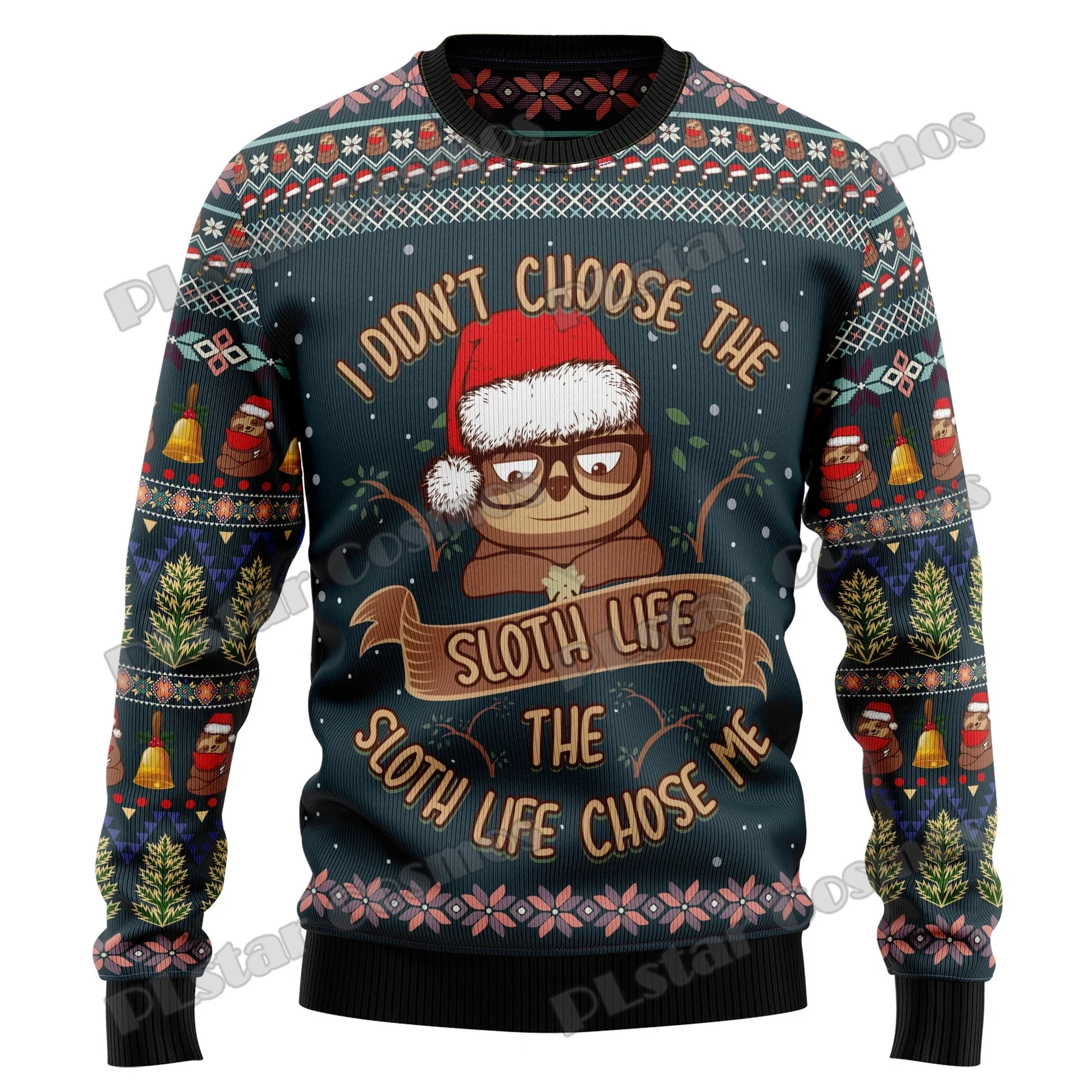 

PLstar Cosmos Sloth Life Pattern 3D Printed Men's Ugly Christmas Sweater Winter Unisex Casual Warm Knitwear Pullover MY32