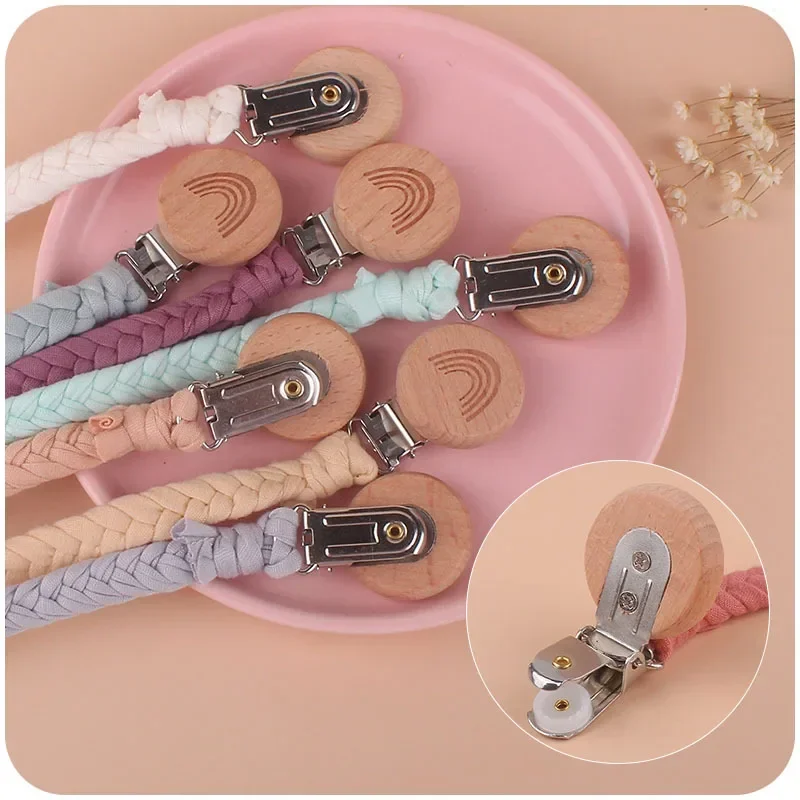 1Pc New Pacifier Clip Chian Holder Beech Wooden Clips Teether Toys for Baby Chew Rattles Mobiles Newborn Nursing Accssories Gift