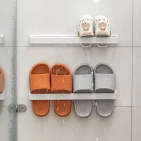 Wall Mount Slipper Holder No Punching Towel Storage Rack for Bathroom Toilet Multifunctional Kitchen Drain Rack. 1