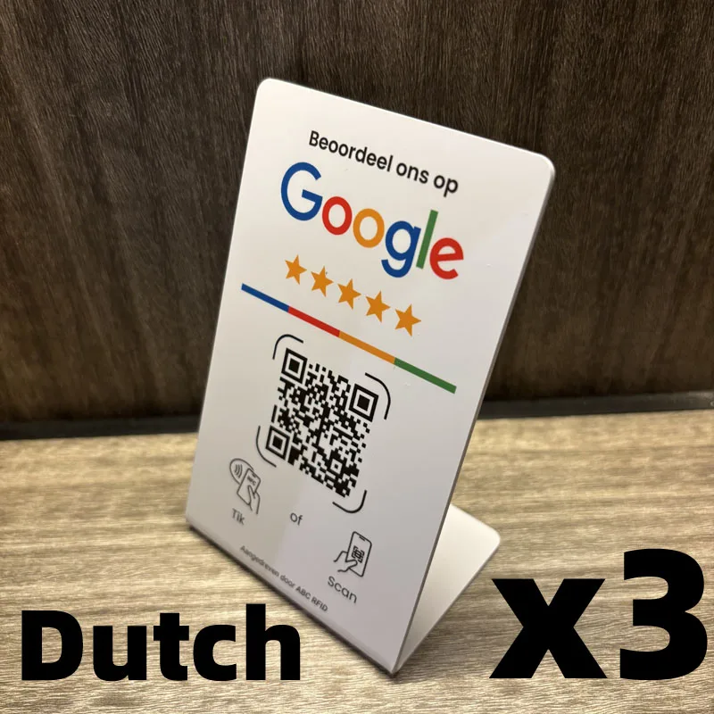 Multilingual Business Stand for Google Review with NFC Tap & Dynamic QR Code