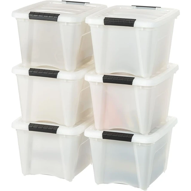 IRIS USA 6 Pack 19qt Plastic Storage Bin with Lid and Secure