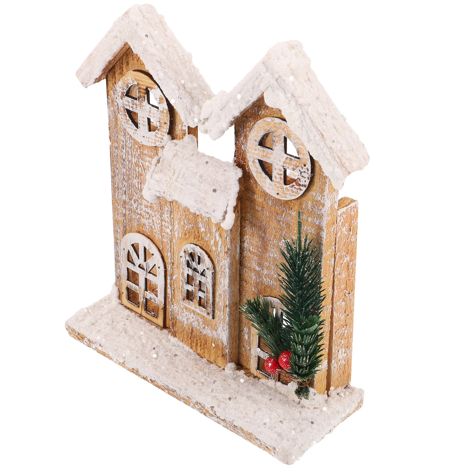 

Christmas Village Scene Accessories Snow Log Cabin Decorations Indoor Wood House Night Light