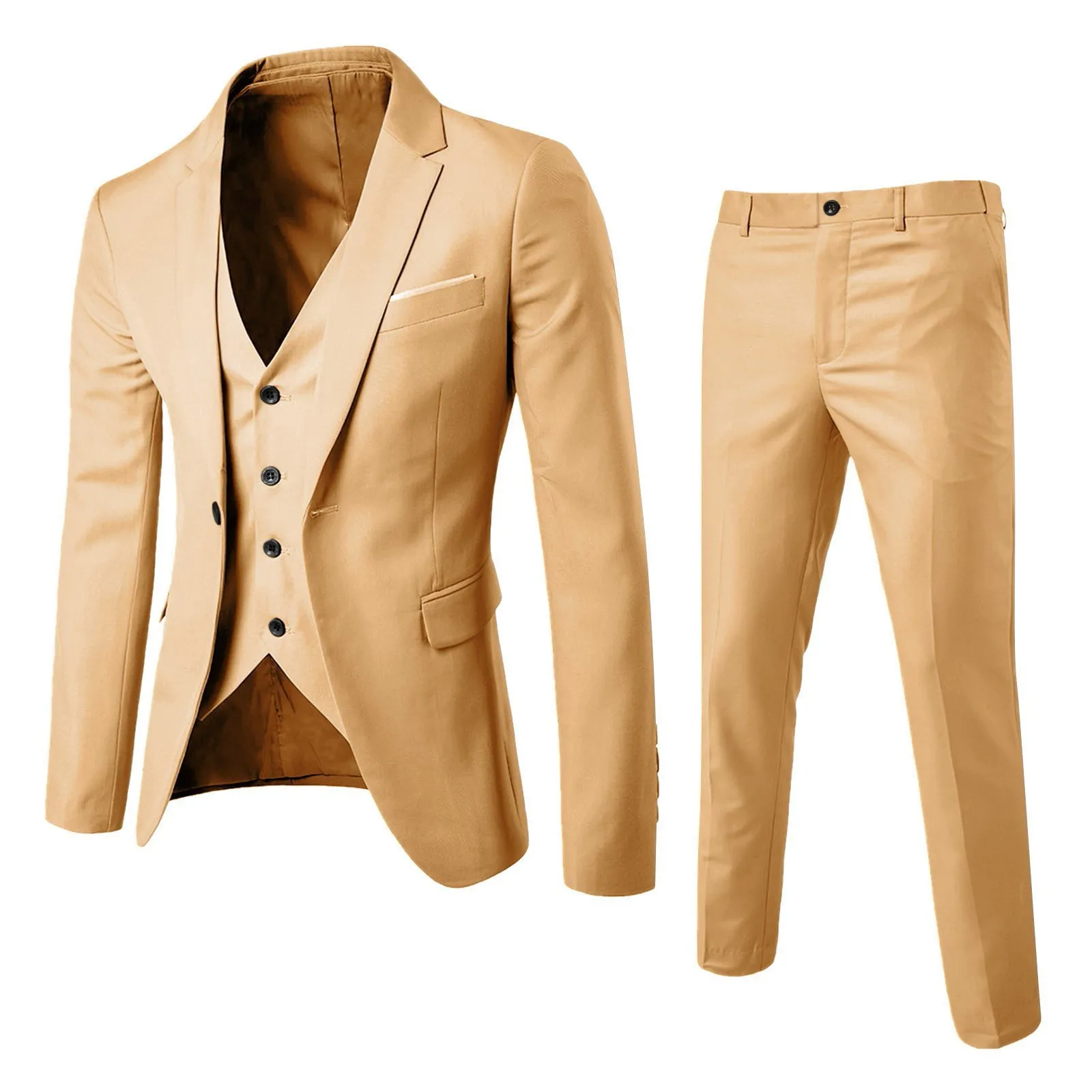 Men Jacket Suit Slim 3 Piece Suit Business Wedding Dress Party Vest Long Pants Coat Waistcoat Korean Professional Uniform mens suit