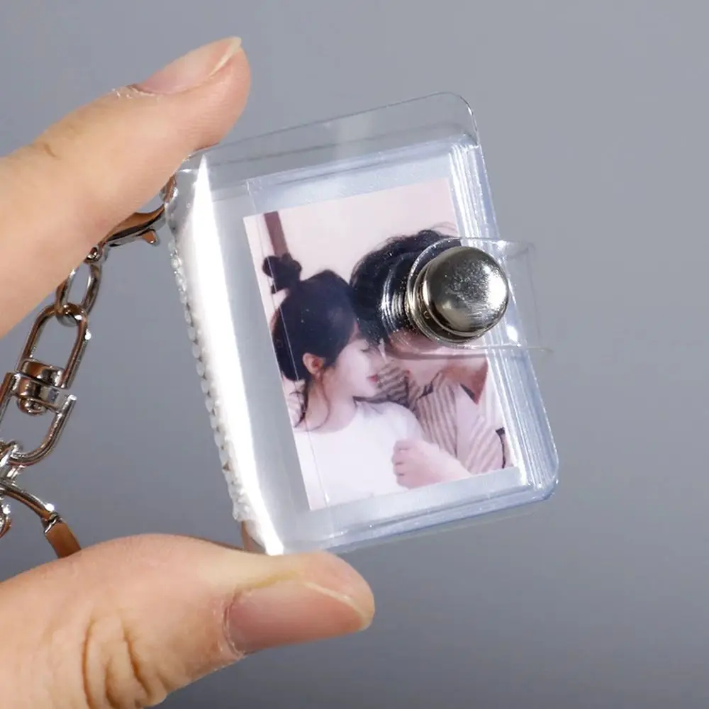 16 Pockets Photo Holder Pictures Storage Interstitial Card Holder Card Bag Book Keyring Photo Album Keychain 1 2 Inch