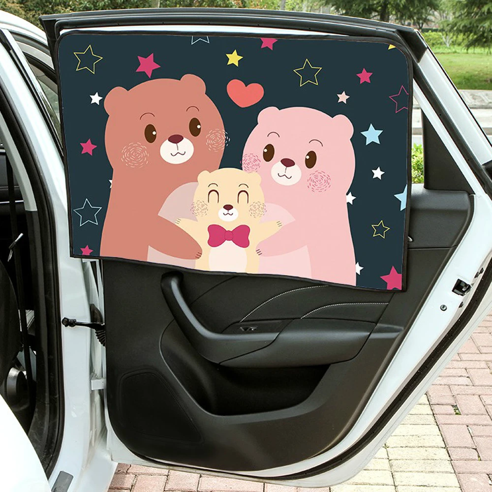 Universal Car Sun Shade Cover Magnetic UV Protection Curtain Side Window For Baby Kids Cute Cartoon Car Styling