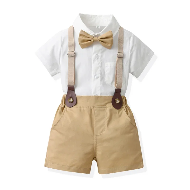 

Официальный костюм для мальчиков на день рождения, костюм для малышей, джентльмена, свадебная белая рубашка, детские брюки, наряды для мальчиков на церемонию