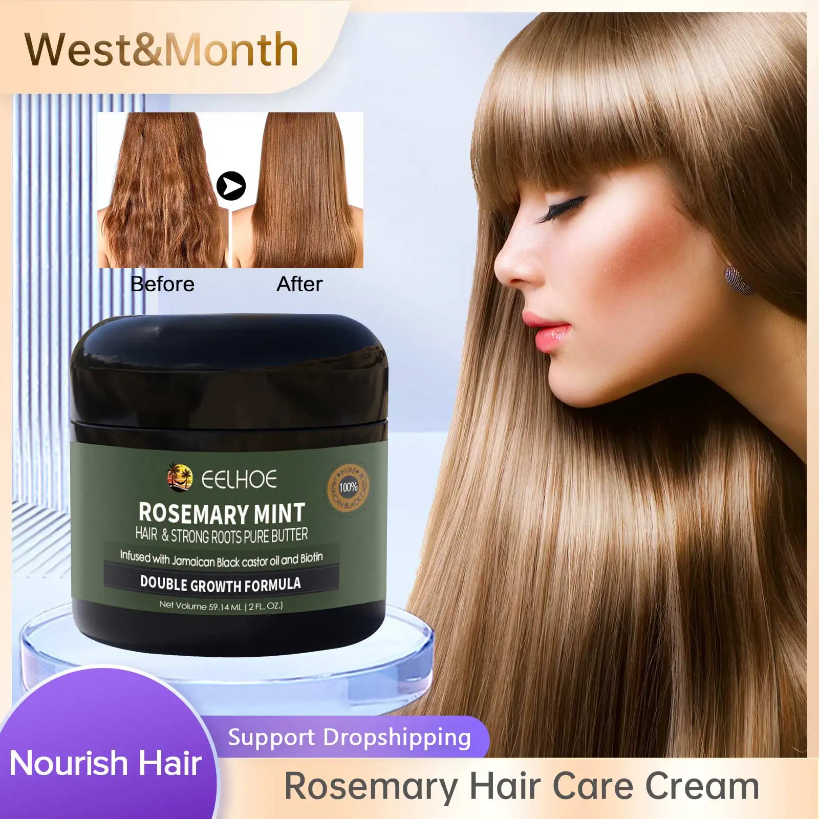 

Rosemary Mint Hair Conditioning Cream Restore Soft Smooth Improve Dryness Repair Hair Damaged Frizzy Anti Hair Loss Treatment