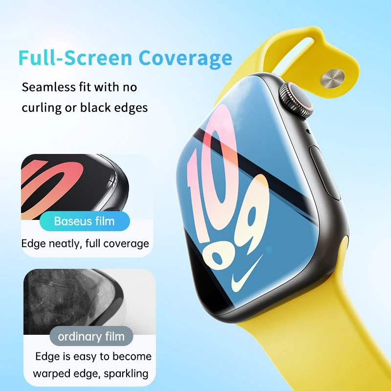 Baseus 2Pcs 나노 화면 보호기 Apple Watch 8 7 6 SE SE2 5 4 소프트 하이드로 겔 40/41/44/45mm 풀 커버리지 보호 필름