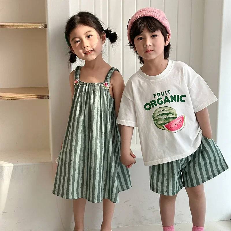 Cotton Striped Summer Clothes Set for Kids
