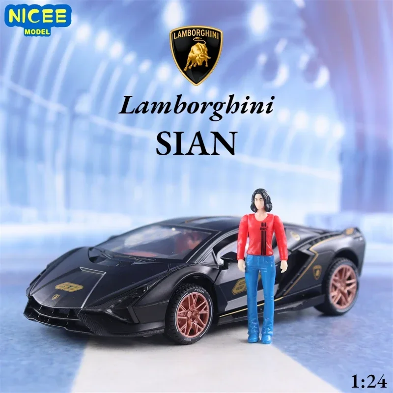 1:24 Lamborghini Sian Sports Car Model Car Toy Diecast Metal Casting Sound And Light Car Toys For Children Vehicle F601