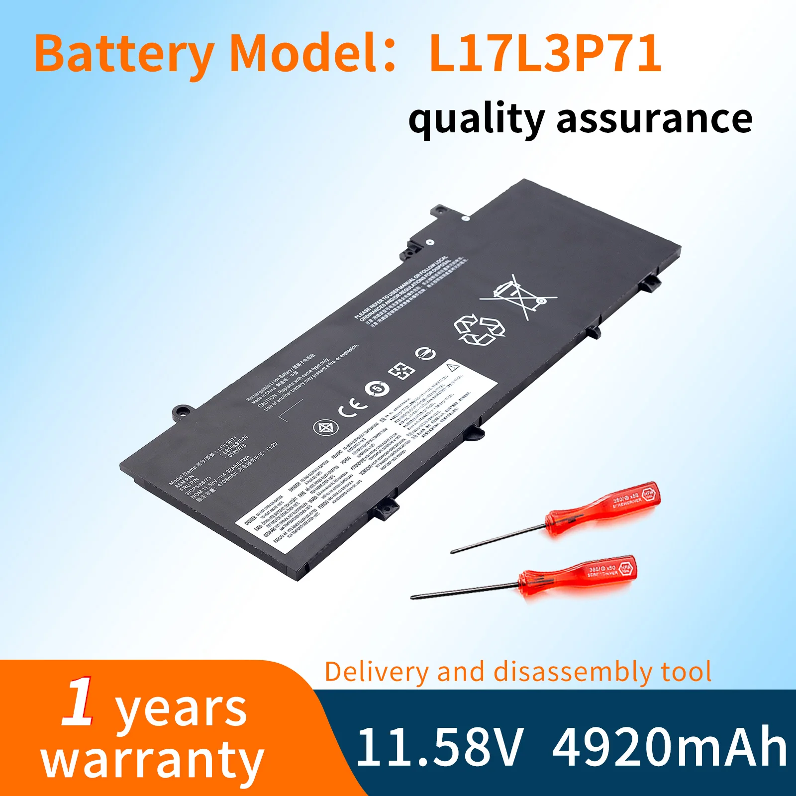 

BVBH L17L3P71 11.58V 57WH Laptop Battery For Lenovo ThinkPad T480S Series 01AV478 SB10K97620 01AV479 01AV480 L17M3P71 L17S3P71