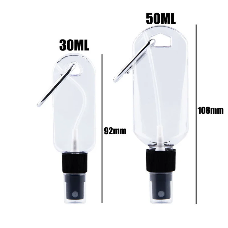 30/50ml Antiseptische Alkohol Spray Flasche Transparent Hand Sanitizer  Flasche Leere Seife Dispenser Container Tragbare Haken