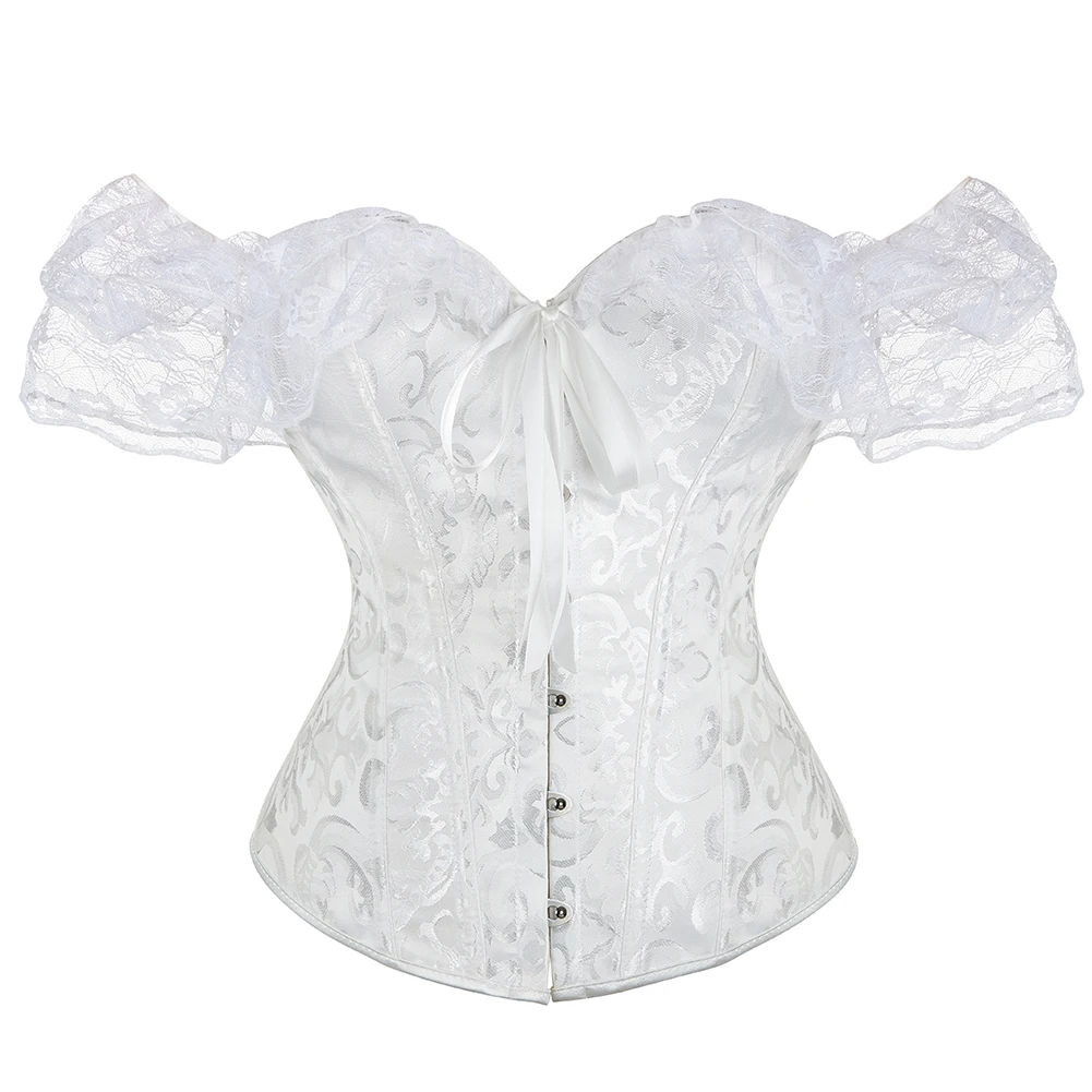 Women Corset Crop Tops Short Sleeve Solid Color Tie-up Boat Neck Close-fitting