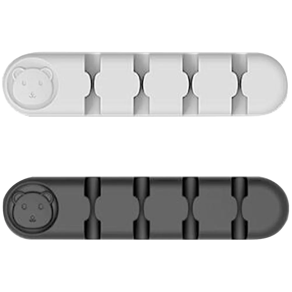 2Pcs 케이블 정리기 자체 접착식 실리콘 코드 홀더 충전용 데스크 와이어 관리 클립 USB 오디오 케이블 관리