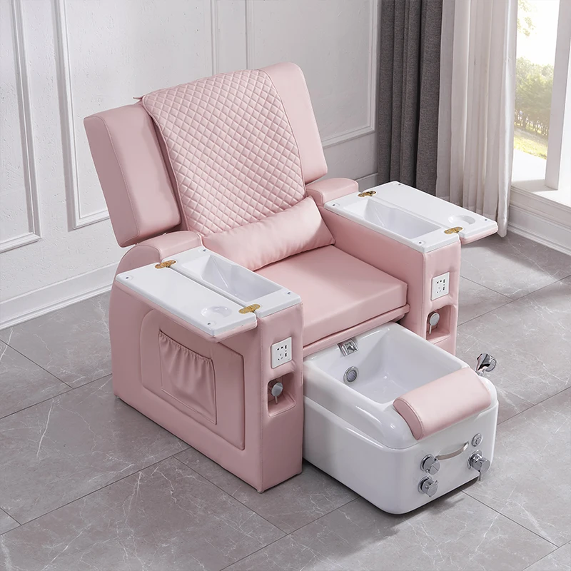 

Hot Sale Light Pink Salon Reclining Manicure Chair Luxury Foot Pedicure Spa Chair With Massage