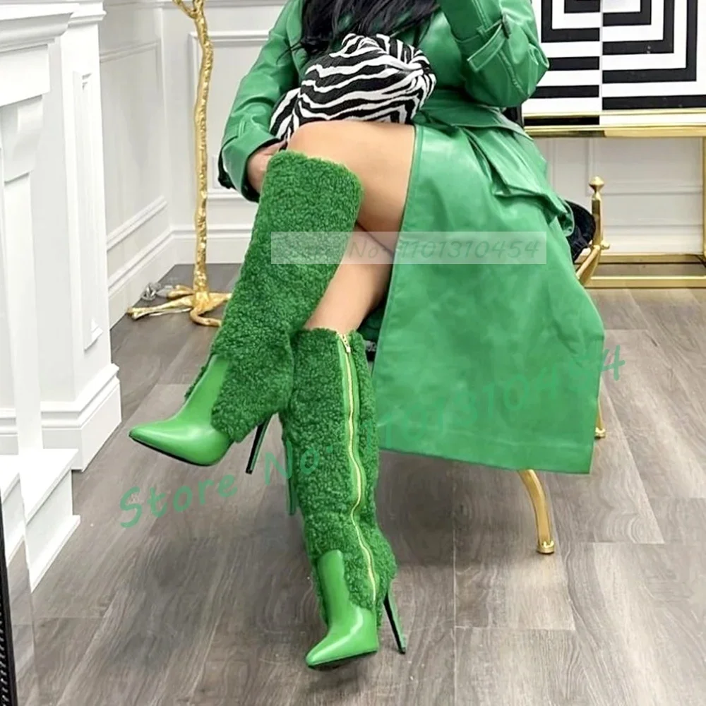 靴 pointed-CURLS / GREEN & LIGHT GREEN pointed-CURLS / GREEN & LIGHT GREEN 靴