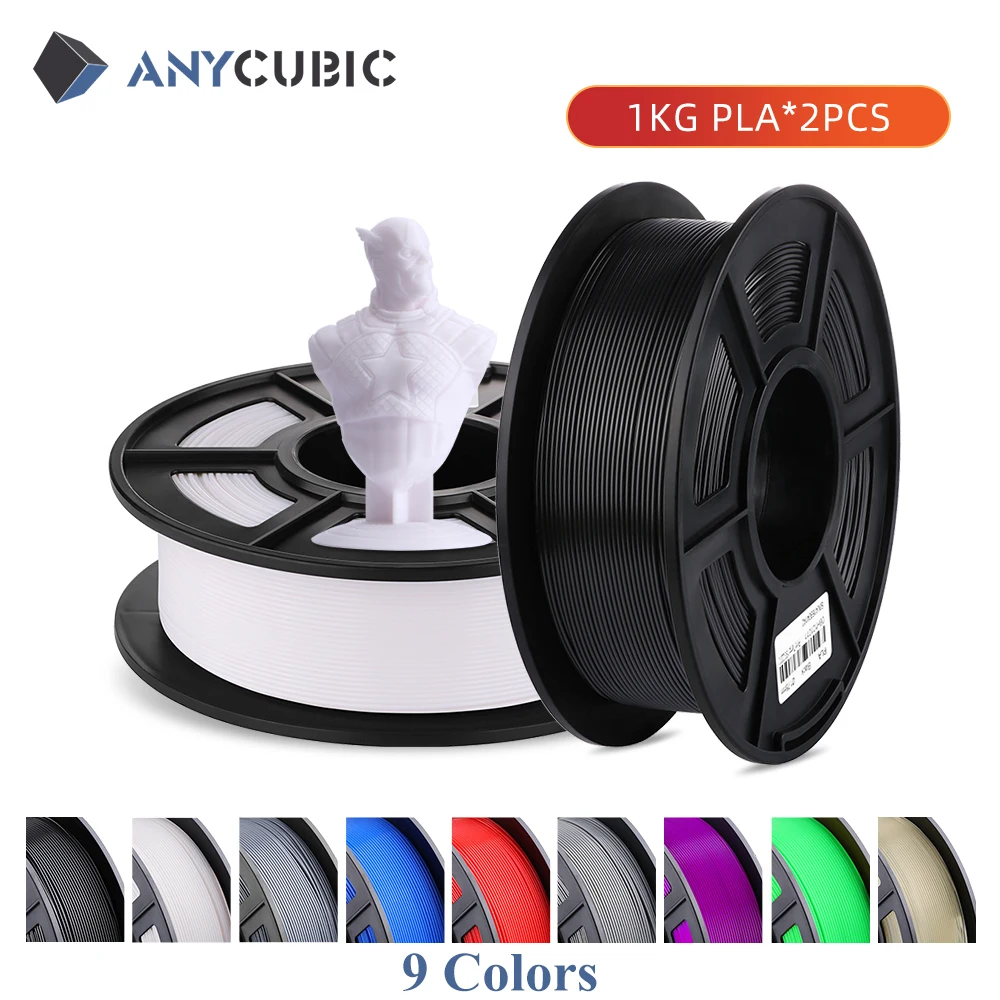 2pieceslotANYCUBIC175mmPLAFilament1KGRollNeatSpoolNoBubble