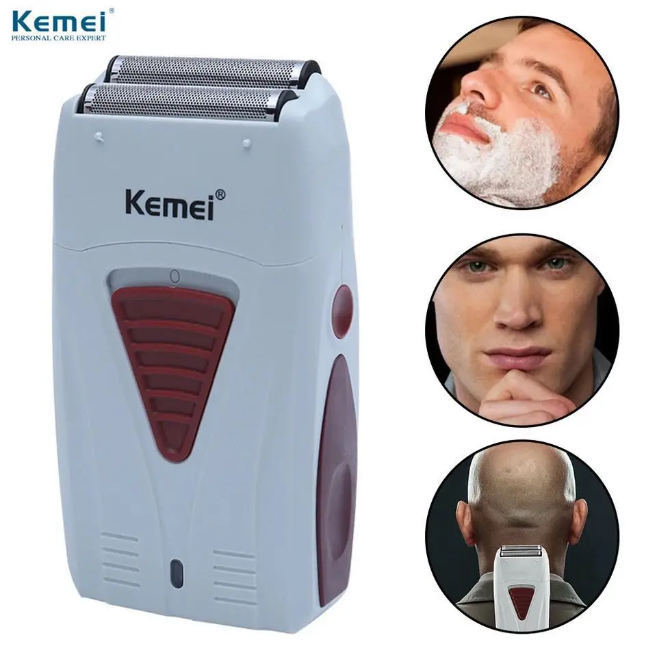 

kemei KM-3382 Rechargeable cordless shaver for men twin blade reciprocating beard razor facecare greasy barber scissors