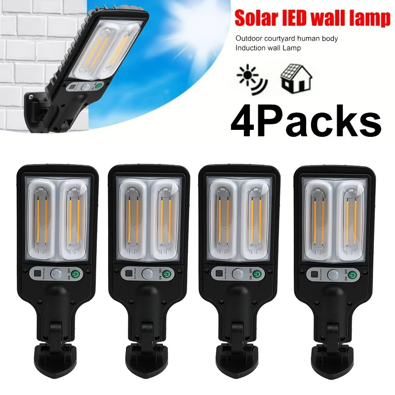 Solar Tungsten Lights Outdoor With 3 Mode Waterproof Motion Sensor Security Lighting LED Wall Street Lamp for Garden Patio Path