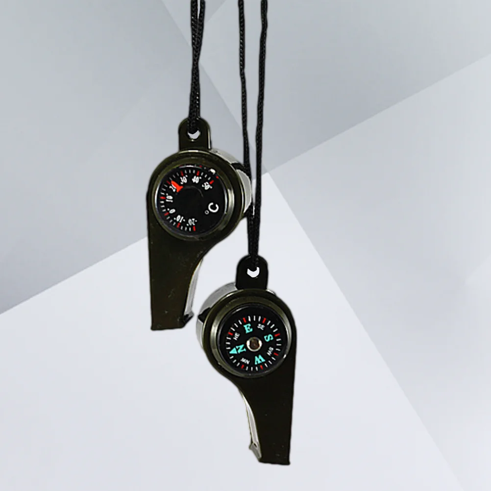 

2 Pcs Camping Whistle High Quaility Whistles Mini Compass Multifunctional Survival Thermometer for Outdoor 3 1