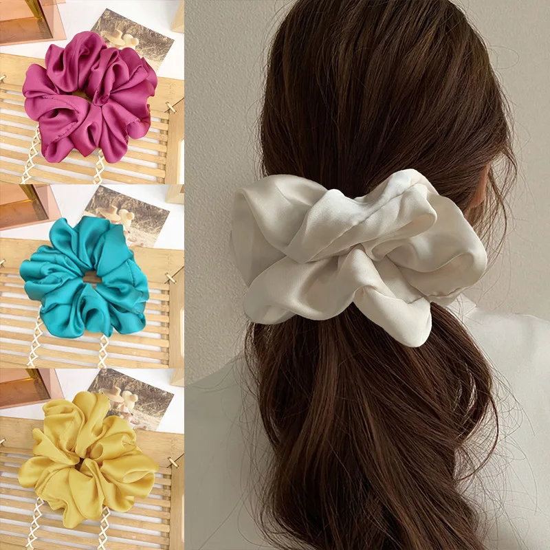 

Women Elastic Jumbo Oversized Cheap Satin Big Hair Scrunchie Elastic Hair Gum Girls Soft Ponytail Hair Ties Hair Rope Headwear