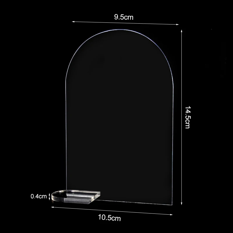 Description Picture 6 of item10/20Pcs Clear Acrylic Sign Arch with Stand Blank Guest Name Tags Wedding Table Number Holder Decoration Supplies DIY Place Card