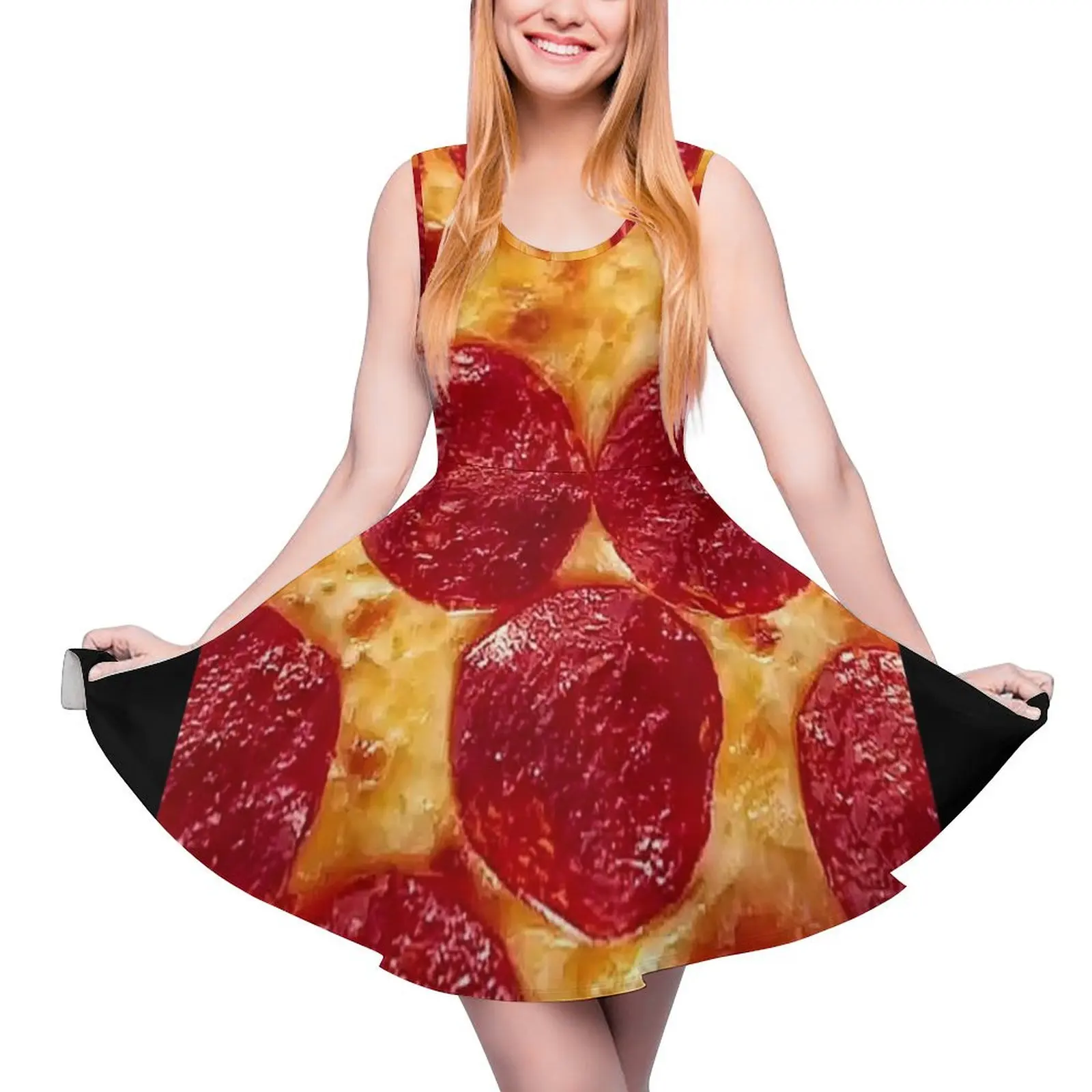 

Pepperoni Pizza Round Neck Dress clothes ladies dresses for women 2024