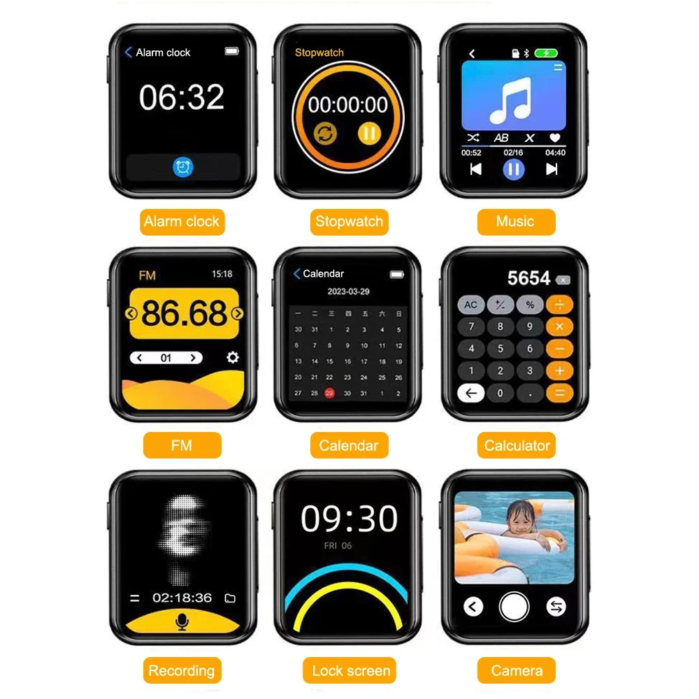 Lecteur MP3 Bluetooth Agptek 5.3 - 64 Go - Écran Tactile 2,8" - Radio FM - Noir