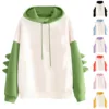 Women'S Winter Casual Hoodie Dinosaur Loose Casual Hoodie Pullovers Teenager Cartoon Dinosaur Sleeve Sweatshirt Y2k Style